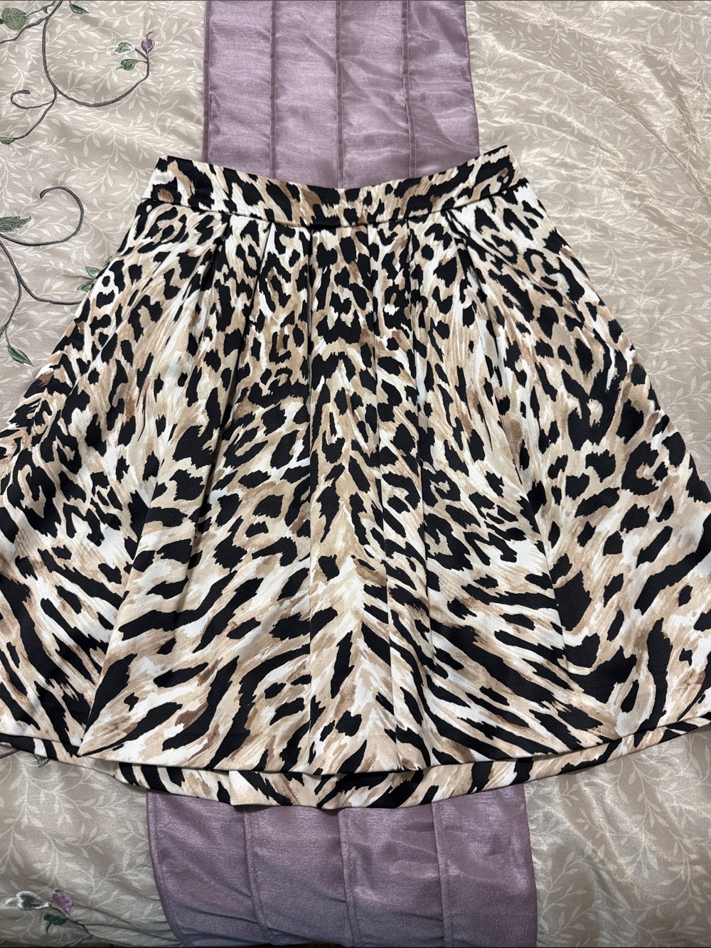 White House Black Market Leopard Print Circle Skirt - Black, Tan, White